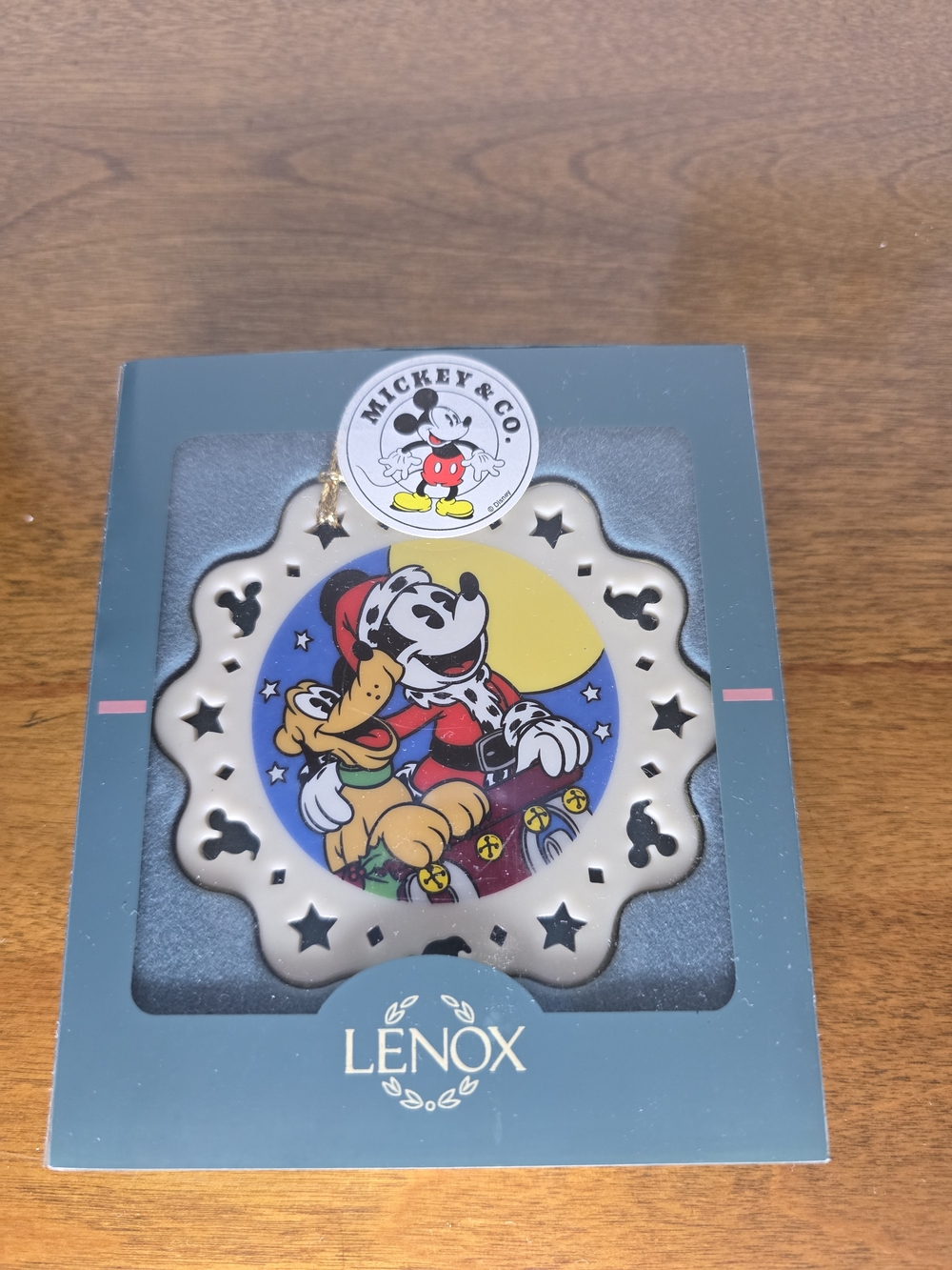 Lenox Mickey & Co. Porecelain Santa Mickey & Pluto Prancer Ornament